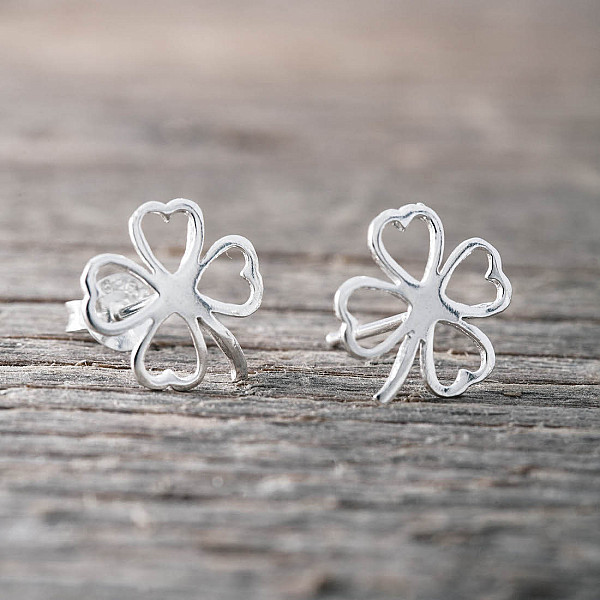 Ohrringe Glücksklee Kontur