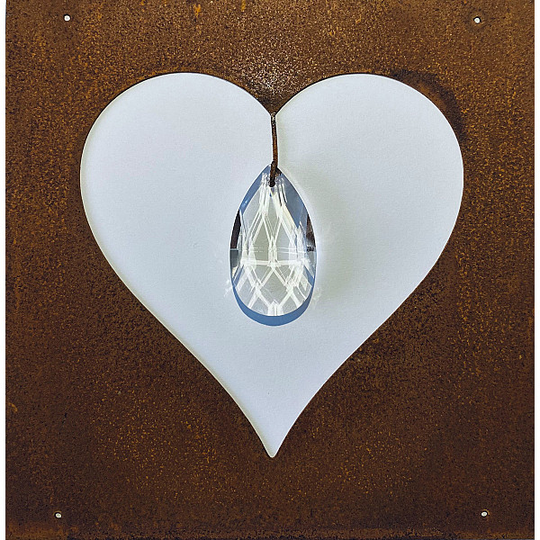 Skylt Hjärta med glasdroppe