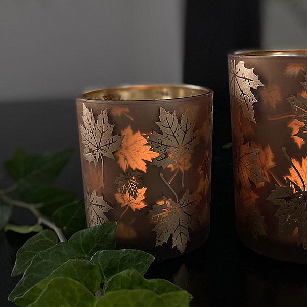 Kerzenhalter Blätter Bronze / Gold - Klein
