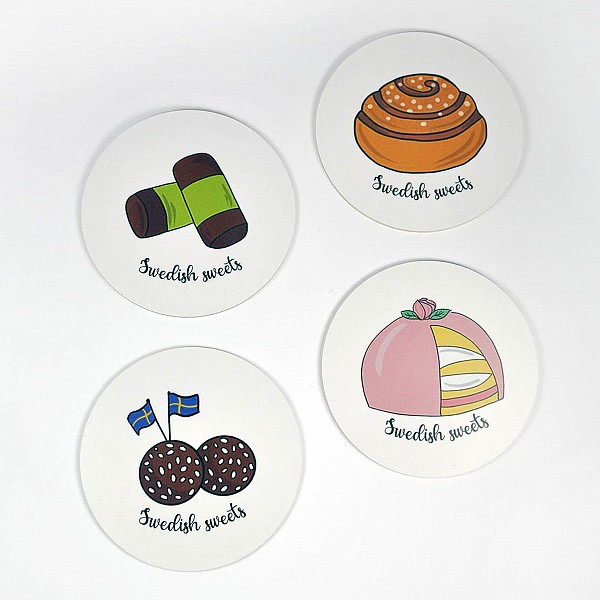 Glasunderlägg Swedish Fika Sweets