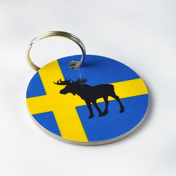 Nyckelring Älg Svenska flaggan
