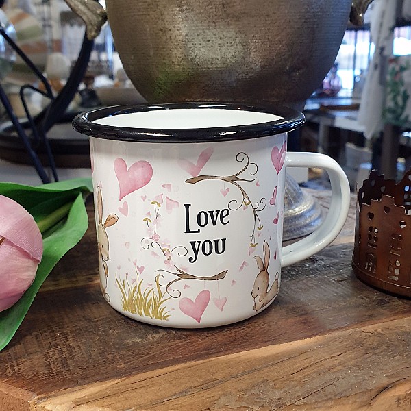 Emaille-Becher Love you