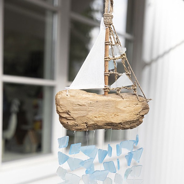 Driftwood Mobile Boat made of recycled glass