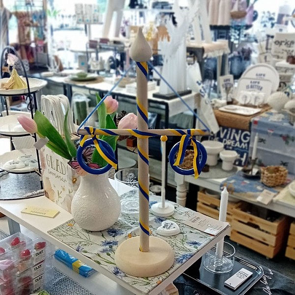 Midsommarstång i trä - Vit