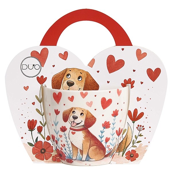 Becher Hund mit Herzen