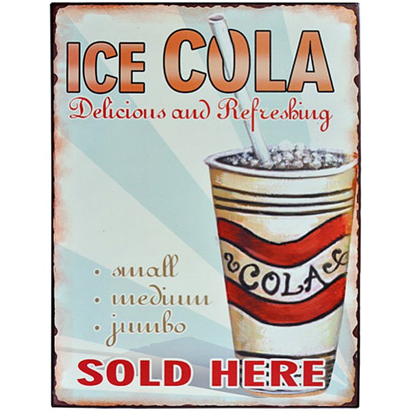 Plåtskylt  ICE COLA