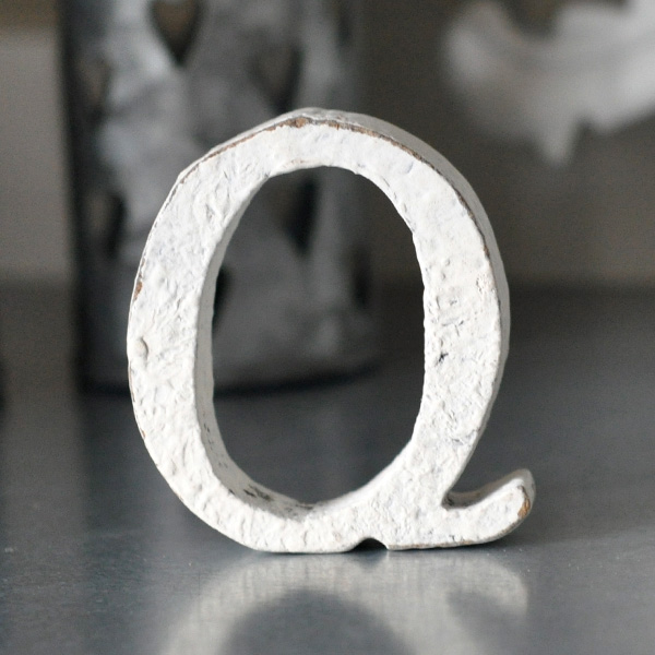 Small Wooden Letter Q - White