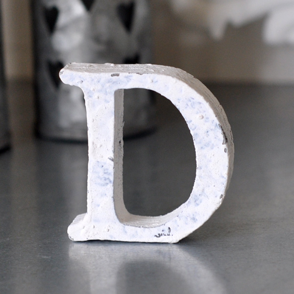 Small Wooden Letter D - White