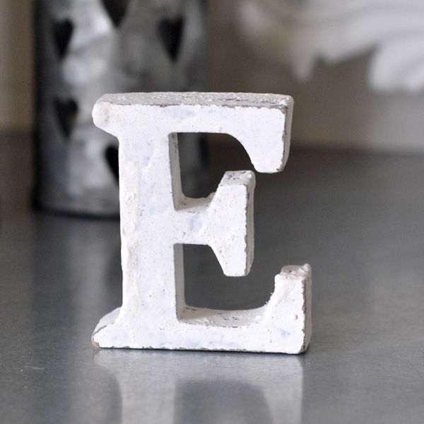 Small Wooden Letter E - White