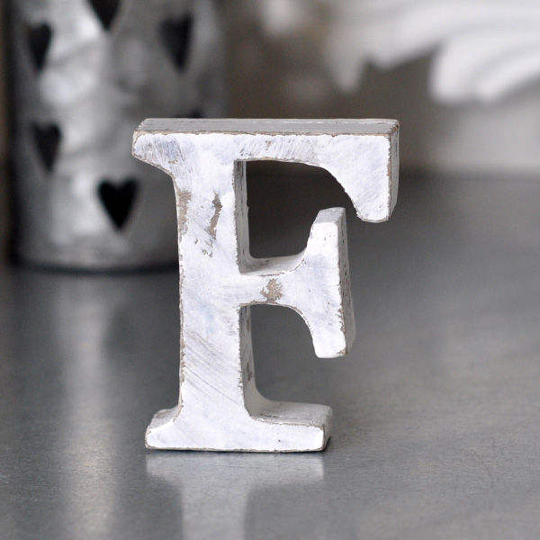Small Wooden Letter F - White
