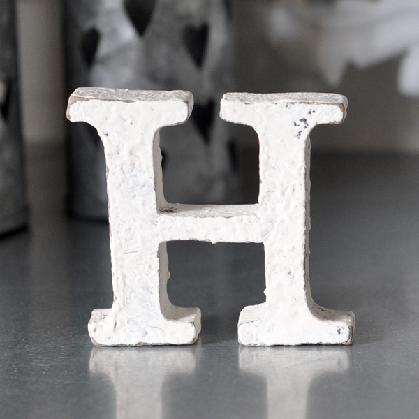 Small Wooden Letter - H - White