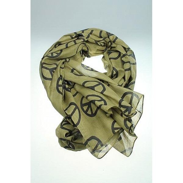 Scarf with peace signs - Green