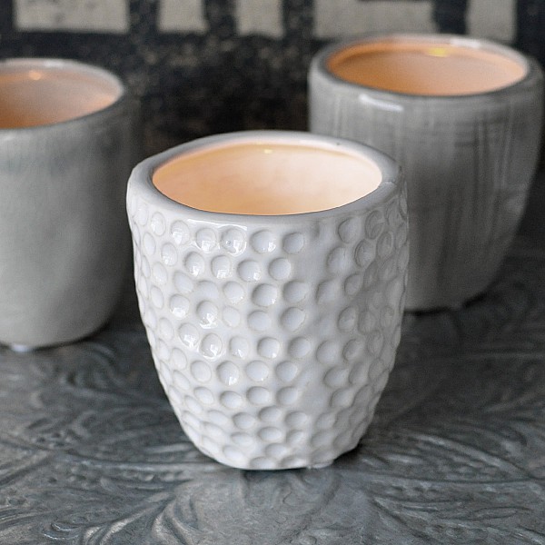Candle Holder / Mini Pot CUP Dots White - Small