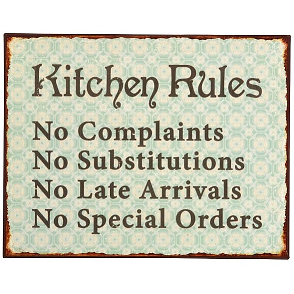 Blechschild Küchenregeln