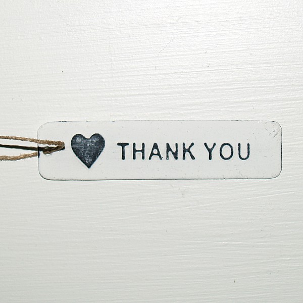 Tag Thank you with heart - White