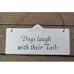 Plåtskylt Dogs laugh