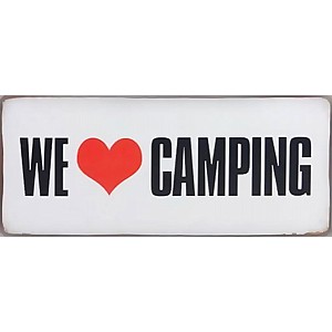 Plåtskylt We love camping