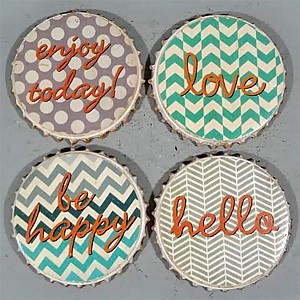 Glasunderlägg Enjoy Love Happy Hello