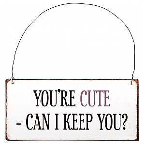 Metallskylt You're cute - Can I keep you?