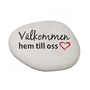Sten med text Välkommen