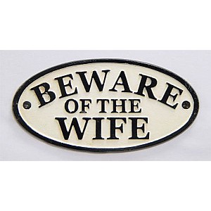 Skylt Beware of the wife