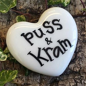 Porslinshjärta Puss & Kram