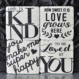 Glasunderlägg Love grows here