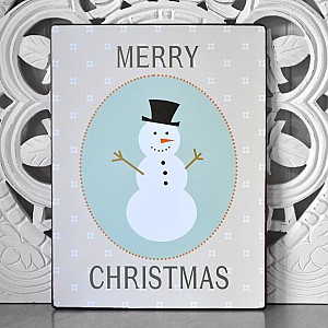 Plåtskylt Snögubbe Merry Christmas