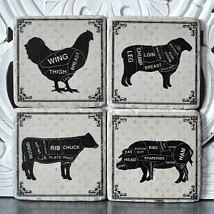 Glasunderlägg Styckdelar Kyckling Fläsk Lamm Nöt