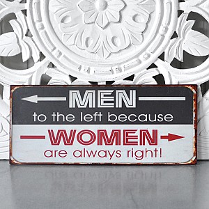 Plåtskylt Men to the left