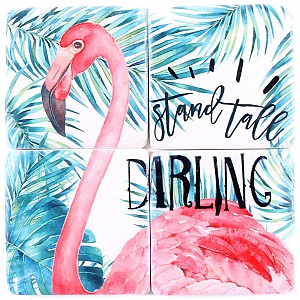 Glasunderlägg Flamingo Stand Tall Darling
