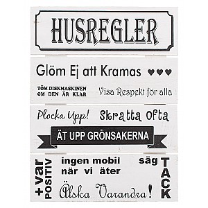 Tavla i trä Husregler
