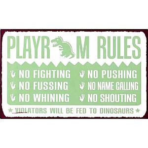 Plåtskylt Playroom Rules