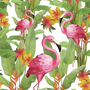 Servietten Flamingos Weiß