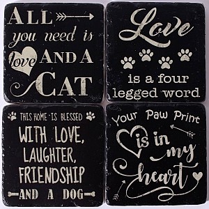 Glasunderlägg Katt & Hund