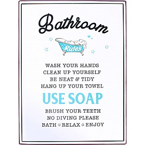 Plåtskylt Bathroom Rules