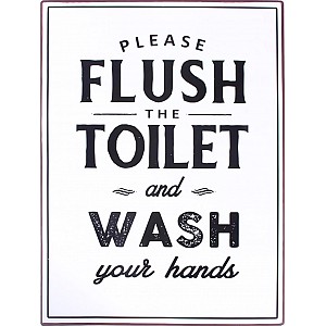 Plåtskylt Please flush the toilet