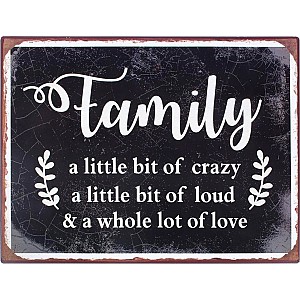 Plåtskylt Family A little bit of crazy