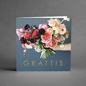 Kort Grattis Blomsterbukett