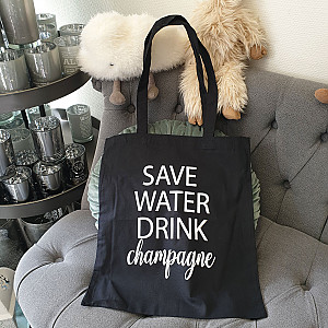 Stofftasche Save Water - Schwarz / Weiß