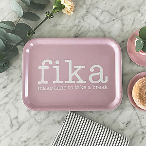 Bricka Fika - Rosa/Vit