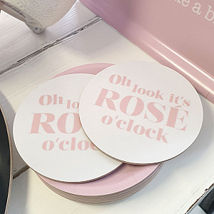 Glasunderlägg Rosé o clock 4-pack - Vit/Rosa