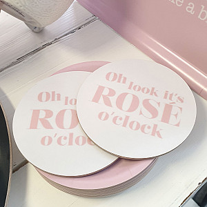 Untersetzer Rosé o clock 4 Stück - Weiß / Pink