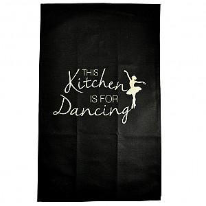 Kökshandduk This kitchen is for dancing - Svart/Guld