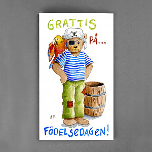 Stort Kort Grattis Nalle Pirat