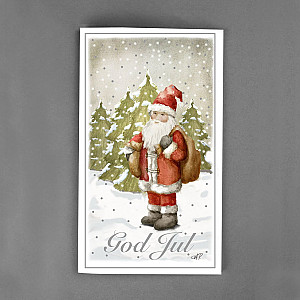 Julkort God Jul Tomte