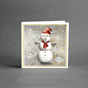 Litet Julkort Snögubbe