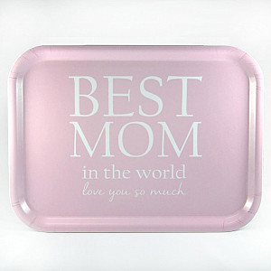 Bricka Best Mom - Rosa/Vit