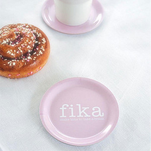 Glasunderlägg Fika - Rosa/Vit