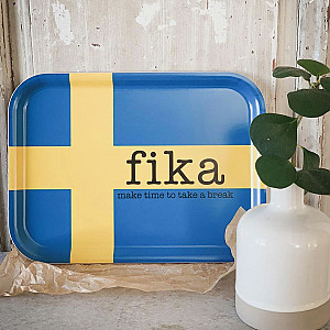 Tablett Fika - Die schwedische Flagge